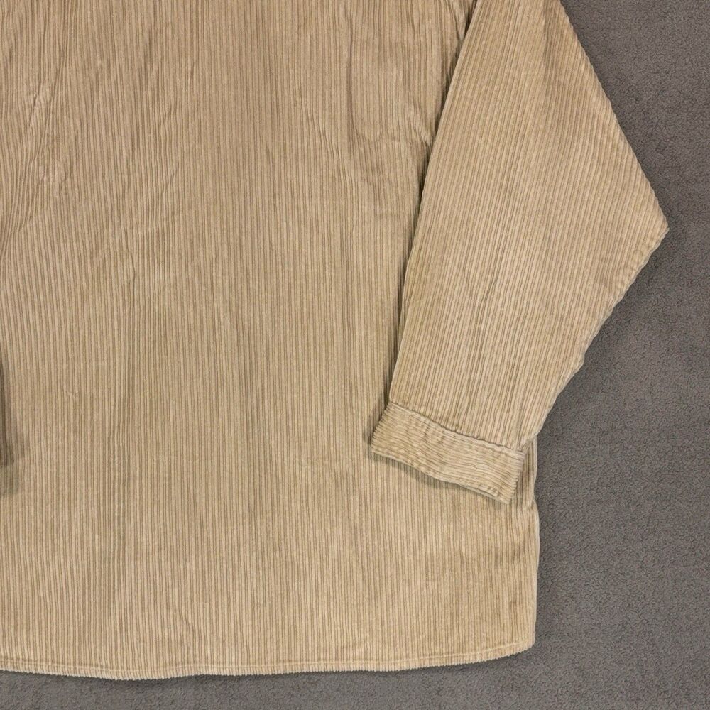 Property Mens Corduroy Zip Up Shirt Jacket Tan Beige Workwear XL Tall XLT Cotton - Picture 9 of 10